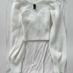 Two piece ribbed bolero sweetheart crop top size XS